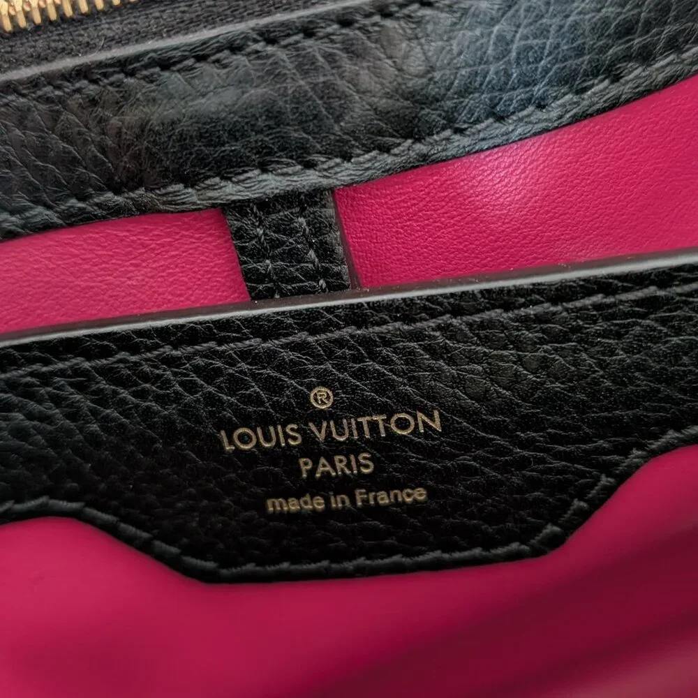 Louis Vuitton Taurillon Capucines PM Black Fuchsia